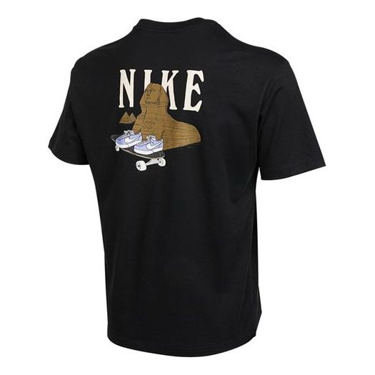 Men's Nike SB Back Shoes Skateboard Round Neck Short Sleeve Black T-Shirt DD8914-010