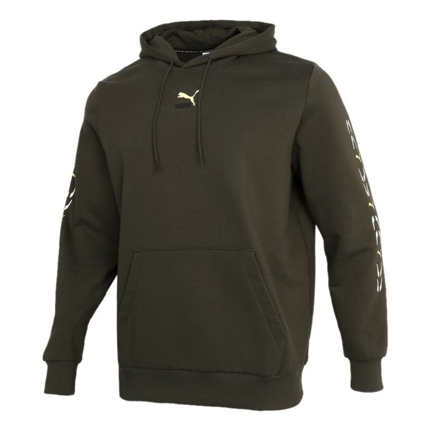 PUMA Graphic Hoodie 'Olive Green White' 531243-70