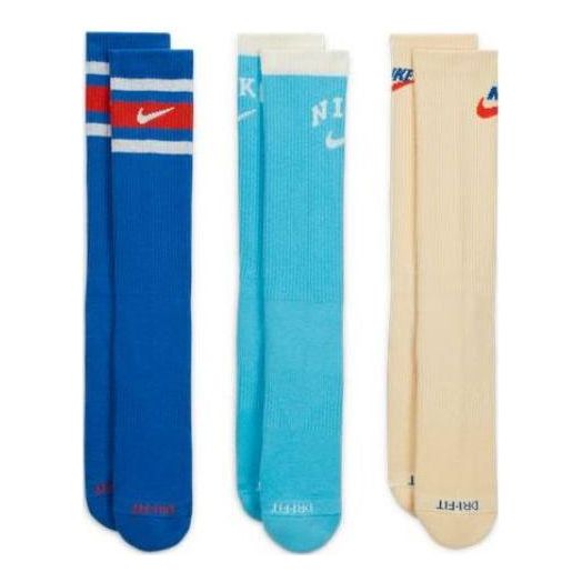 Everyday Plus Cushion 3 Pack Crew Socks 'Blue beige' DX7665-904