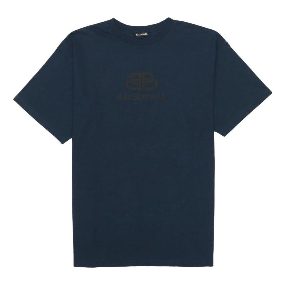 Balenciaga Oversized Washed Interlocked BB T-Shirt 'Navy Black' 583214TFV658060
