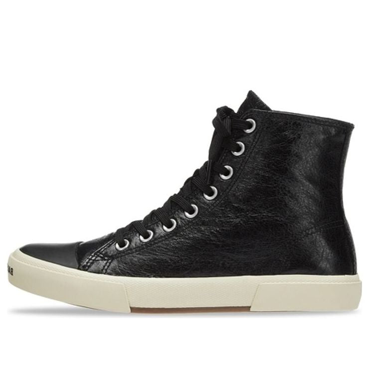 (WMNS) Balenciaga Paris High Top Sneakers 'Black Leather and White Rubber' 688756W3RCA1090