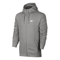 Nike Logo Embroidered Fleece Lined Hooded Jacket Gray 804389-063