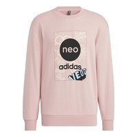 adidas Neo Logo Printing Round Neck Long Sleeves Pullover Couple Style 'Pink' HM7434