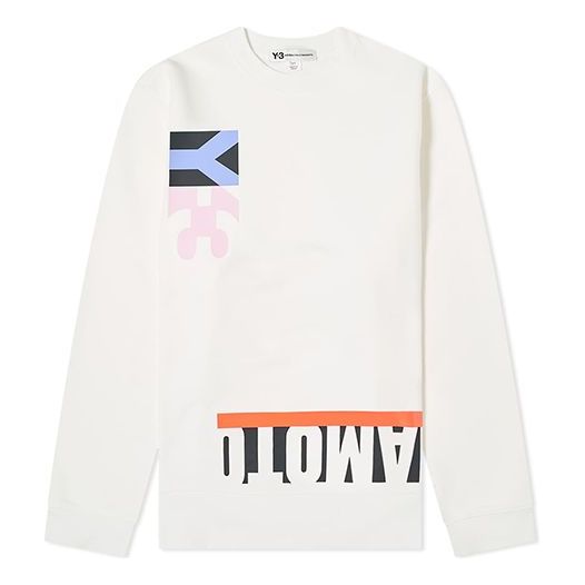 Men's Y-3 Alphabet Printing Pattern Round Neck Pullover White FS5594
