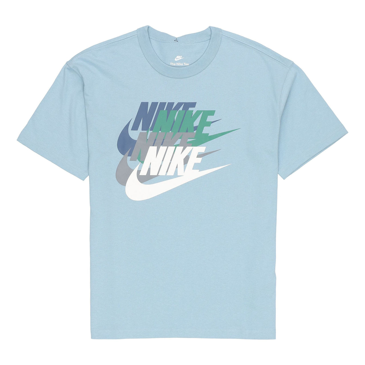Men's Nike Alphabet Large Logo Printing Sports Breathable Short Sleeve Blue T-Shirt DV3317-494