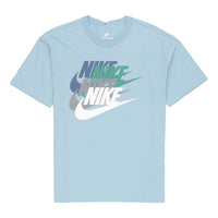 Men's Nike Alphabet Large Logo Printing Sports Breathable Short Sleeve Blue T-Shirt DV3317-494