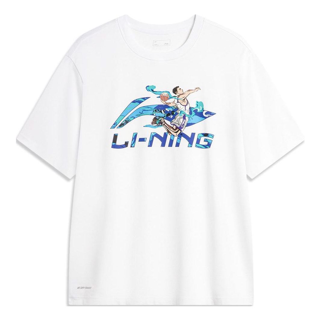 Li-Ning Hoops Comics Graphic T-shirt 'White' AHSU673-4