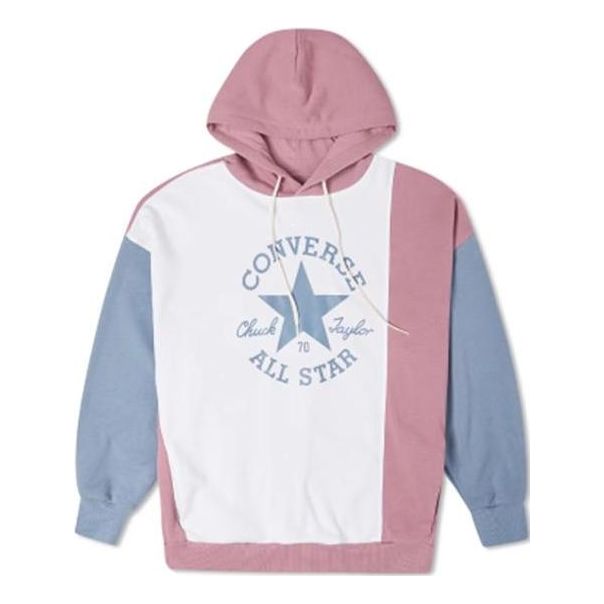 (WMNS) Converse Oversized Color-Blocked Pullover Hoodie 'Pink Aura Multi' 10022963-A01