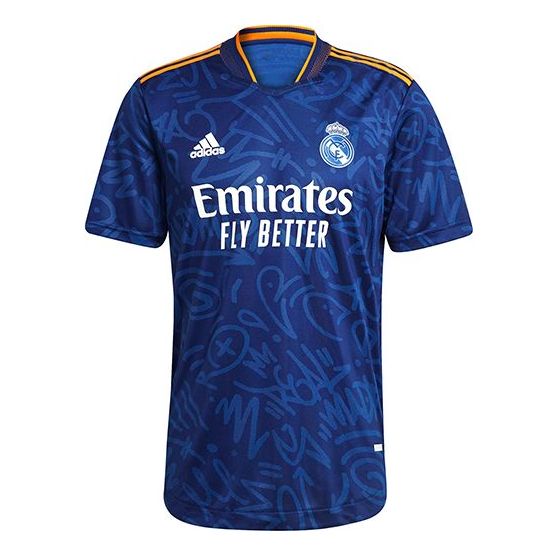 adidas Real Madrid Away Player Edition Soccer/Football Sports Short Sleeve Jersey Blue GM6775