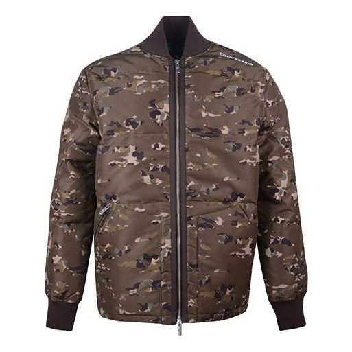 Converse Printed Camo Mid Stand Collar Down Jacket 'Camo Green' 10018124-A01