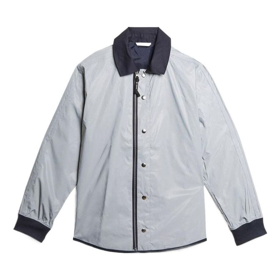 adidas Colorblock Long Sleeves lapel Coach Jacket Gray GS9265