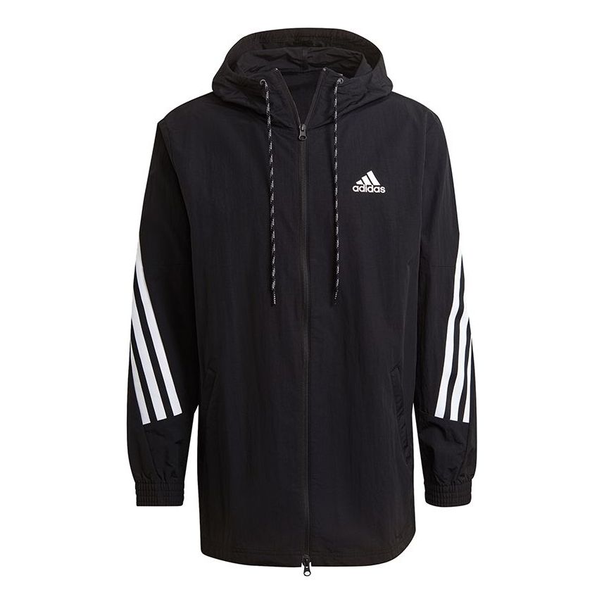 adidas M 3s Tape Jkt Stripe Sports Hooded Jacket Black GM5752