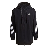 adidas M 3s Tape Jkt Stripe Sports Hooded Jacket Black GM5752
