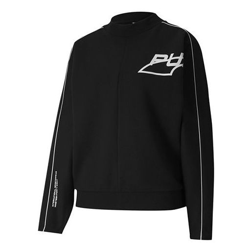 (WMNS) PUMA Evide Logo Printing Round-neck Sweatshirt Black 597384-01