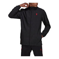 Men's adidas Logo Manchester United Soccer/Football Label Zipper Hooded Jacket Black H56689