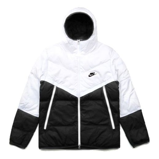 Nike Sportswear Down-Fill Windrunner hooded Stay Warm Splicing Casual Down Jacket White CU4405-100
