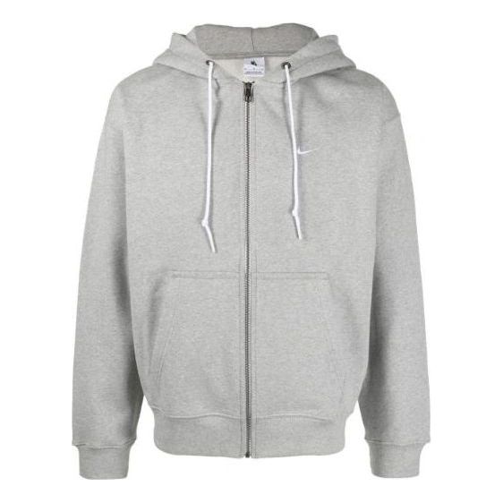 Nike Solo Swoosh Full-Zip Hoodie 'Grey Heather & White' DR0403-063