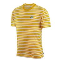 Men's Nike Embroidered Logo Stripe Round Neck Short Sleeve Yellow T-Shirt DQ1863-743
