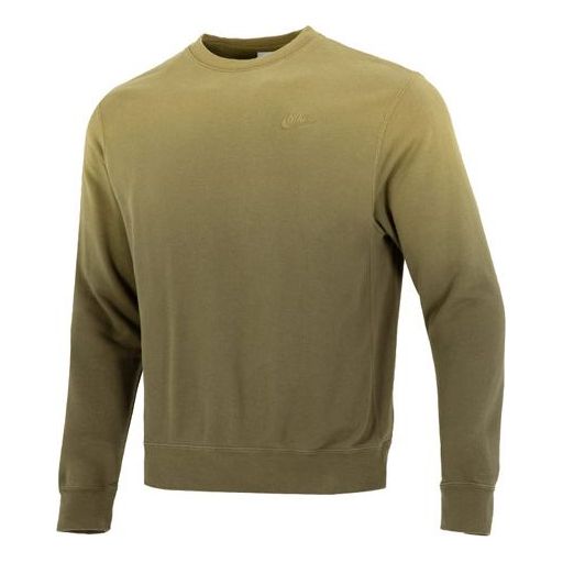 Men's Nike Gradient Logo Casual Loose Long Sleeves Pullover Round Neck Dark Green DQ4628-325