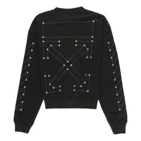 Men's Off-White Cotton Round Neck Pullover Black OMBA035E19E300011091