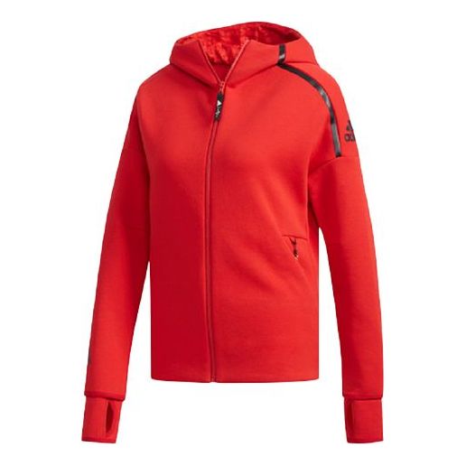 adidas Casual Sports Zipper Hooded Jacket Red EA2102