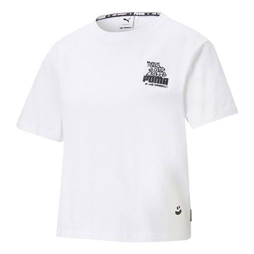 (WMNS) PUMA X Mr Doodle Printing Short Sleeve White 598654-02