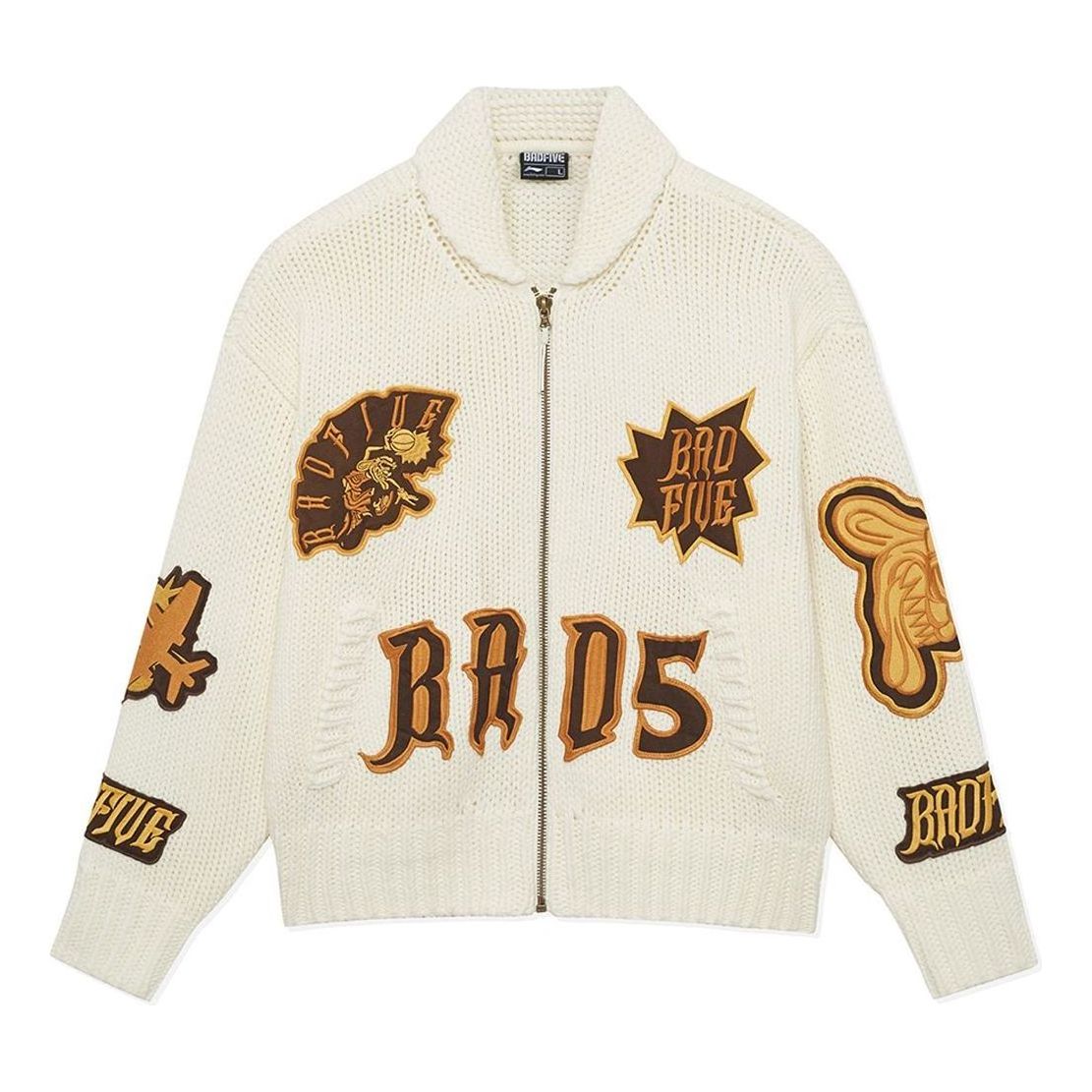 Li-Ning BadFive Graphic Knit Hooded Jacket 'Beige' AMBS151-1