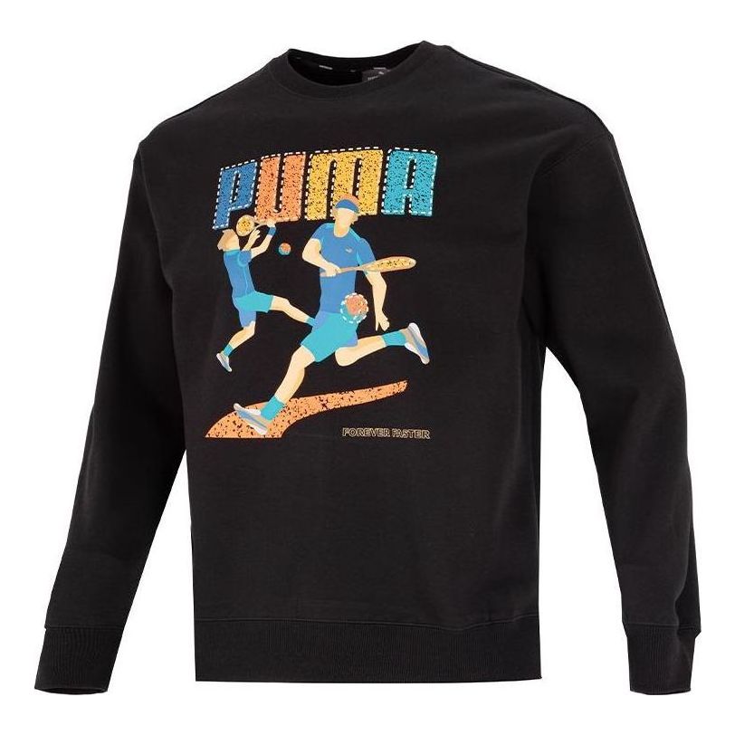 PUMA Tennis Club Graphic Long Sleeve Tee 'Black' 538658-01