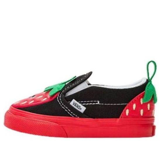 (TD) Vans Slip-On Velcro 'Black Red' VN0005WHREB