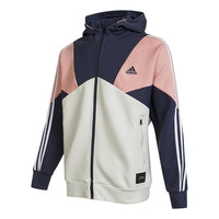 Men's adidas Logo Printing Contrasting Colors Color Block Hooded Jacket Autumn Multicolor HE7470