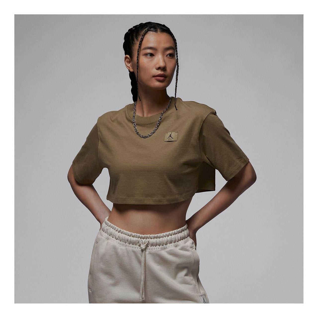 (WMNS) Air Jordan Sport Cropped T-shirt 'Brown Kelp' DZ3212-392
