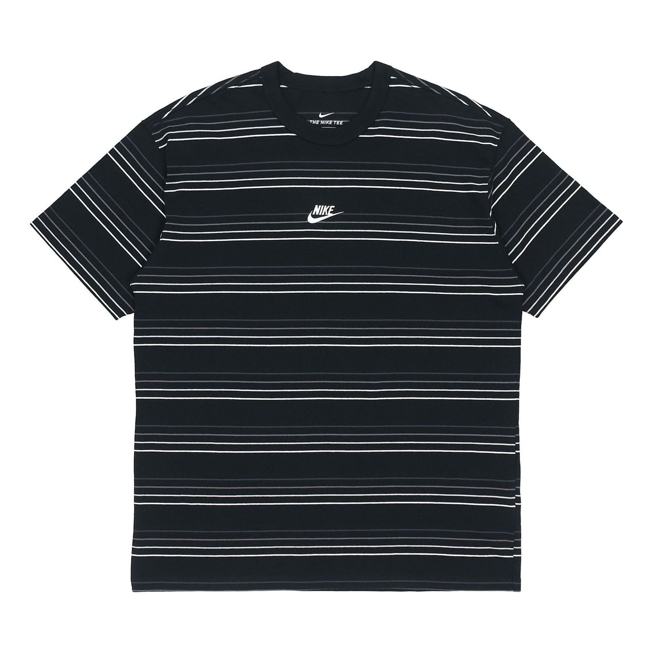 Nike Sportswear Embroidered Logo Stripe Loose Knit Sports Short Sleeve Black DB6532-010