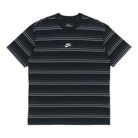 Nike Sportswear Embroidered Logo Stripe Loose Knit Sports Short Sleeve Black DB6532-010