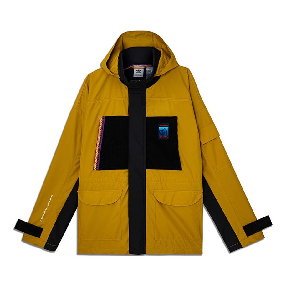 adidas originals Adv Jacket Colorblock Windproof Sports Hooded Jacket Yellow GV0928