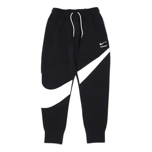 Men's Nike Large Logo Casual Knit Splicing Embroidered Sports Pants/Trousers/Joggers Autumn Black DH1024-010
