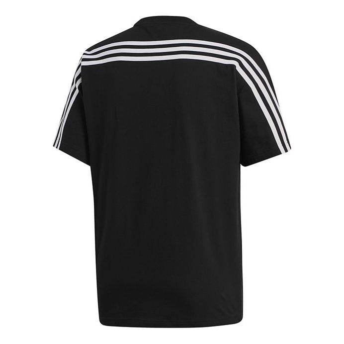 adidas M Mh 3S Tee Stripe Sports Training Round Neck Short Sleeve Black EB5277