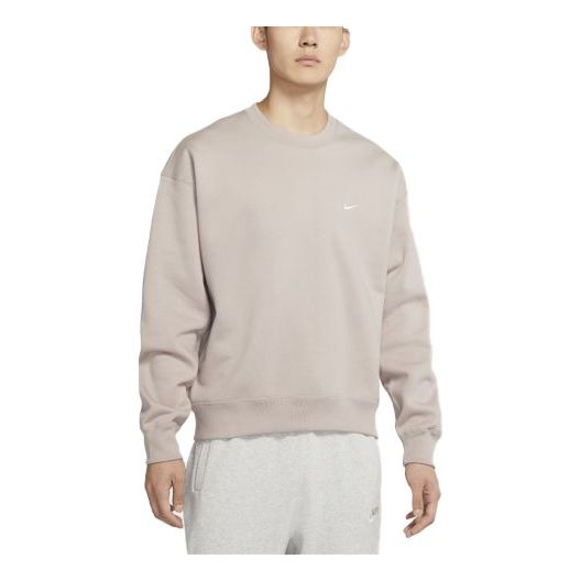 Men's Nike Lab Fleece Crew Solid Color Plush Stay Warm Sports Round Neck Pullover Yellow DA0318-245
