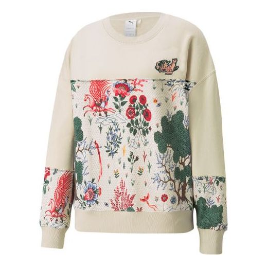 (WMNS) PUMA x LIBERTY Crossover Crew Flowers Pattern Round Neck Pullover Knit Hoodie 532888-98
