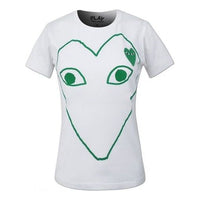 COMME des GARCONS PLAY Heart Ourlined Shape Short Sleeve Tee 'White Green' AZ-T104-051-1