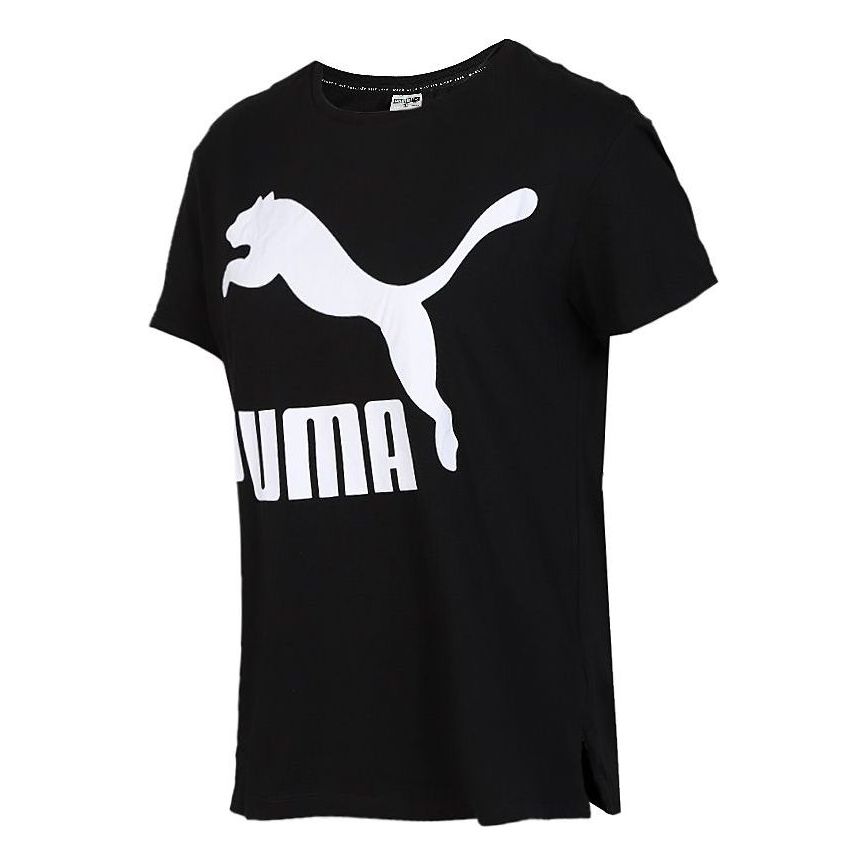 (WMNS) PUMA Classics Logo Tee Running Short Sleeve TEE Black 596512-01