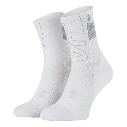 Under Armour ArmourDry Run Crew Socks 'White Grey' 1361156-100