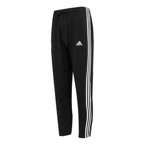 adidas Logo Essentials Single Jersey Tapered Open Hem 3-Stripes Pants IC0044