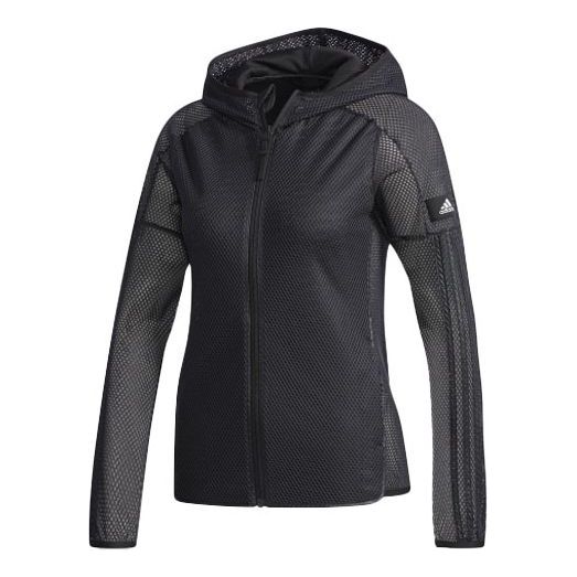 (WMNS) adidas Sports Hollow Out Mesh hooded Jacket Black CV5489