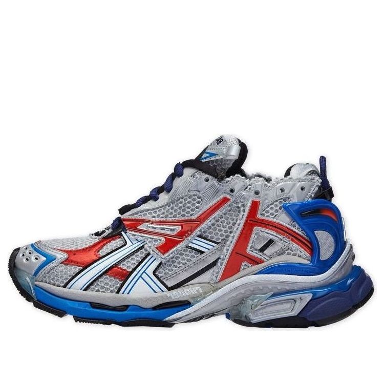 Balenciaga Runner Sneakers 'Grey Blue Red Mesh and Nylon' 677403W3RB61264