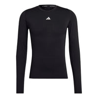 Men's adidas Solid Color Logo Slim Fit Sports Training Long Sleeves Black T-Shirt HK2336
