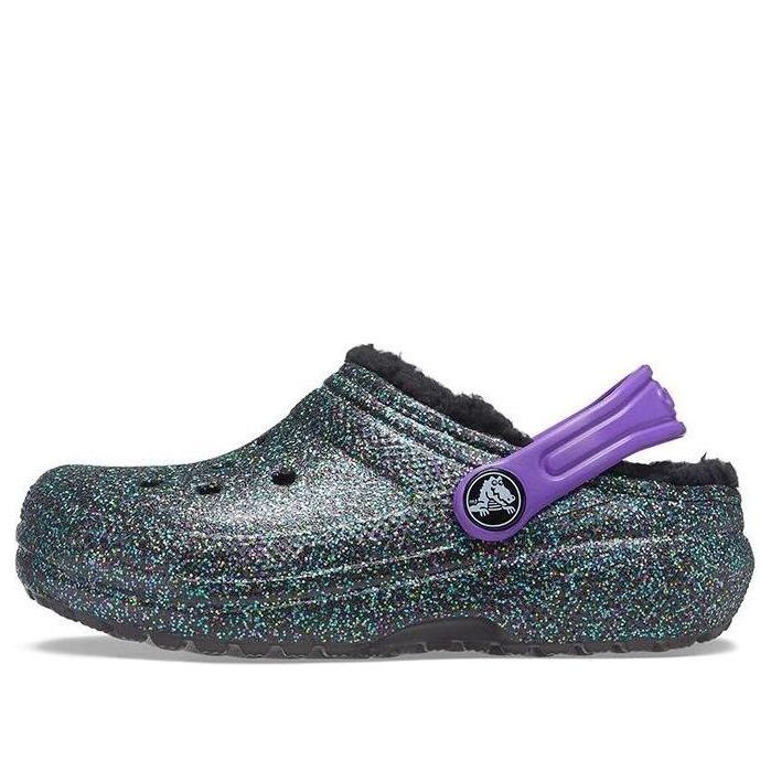 (GS) Crocs Classic Lined Clogs 'Black Purple Sparkles' 205937-9BD
