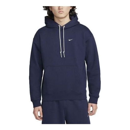 Nike Solo Swoosh Fleece Pullover Hoodie 'Navy' DX1356-410
