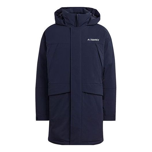 adidas Terrex Xplr Dwn Parka Sports Outdoor Hooded Down Jacket Men's Dark Blue GE9931