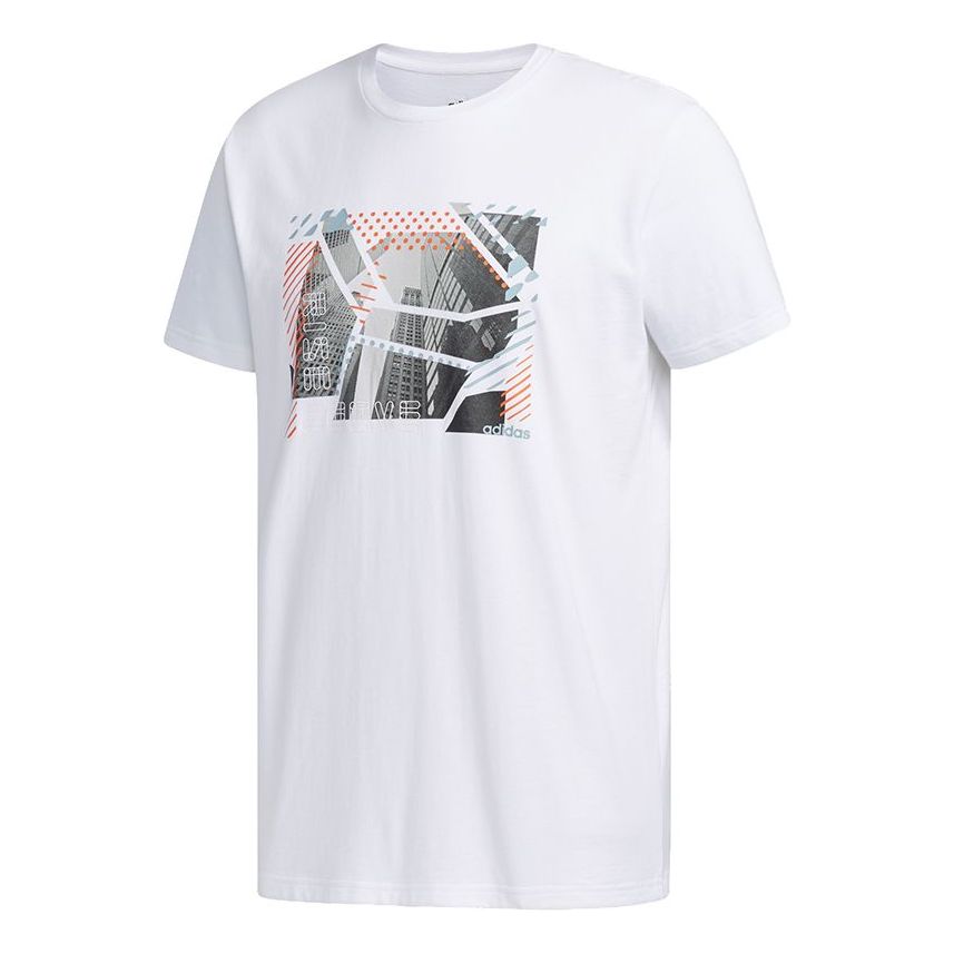 adidas neo M Fav Photo T 2 Contrasting Colors Pattern Casual Sports Short Sleeve White DW8209