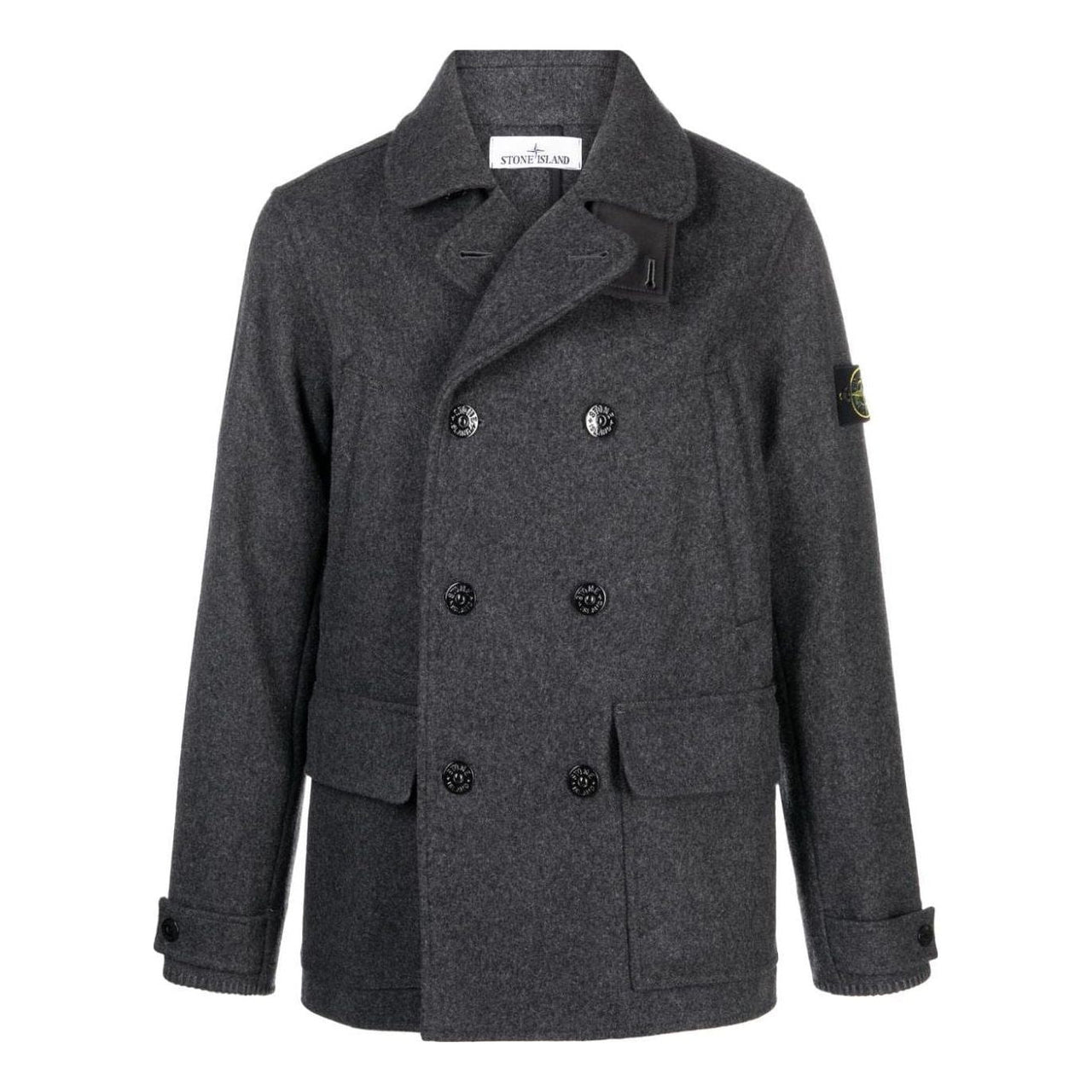 STONE ISLAND Wool Street Style Plain Logo Peacoats Coats 'Grey' 791543030-V0067
